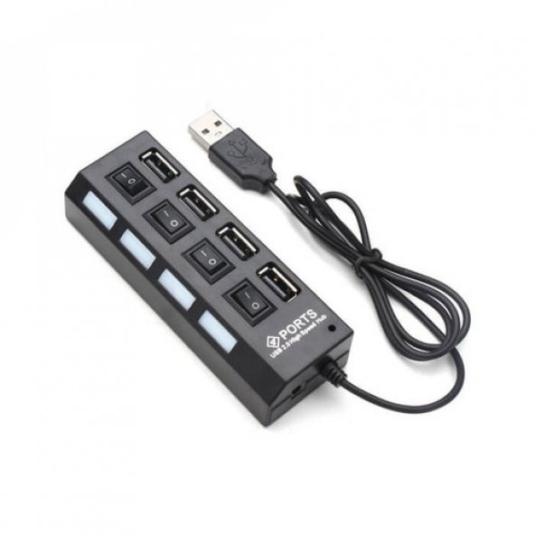 4 Port Usb 2.0 Çoklayıcı Hub Anahtarlı Işıklı On Off Düğmeli (552904254) ürün görseli 1