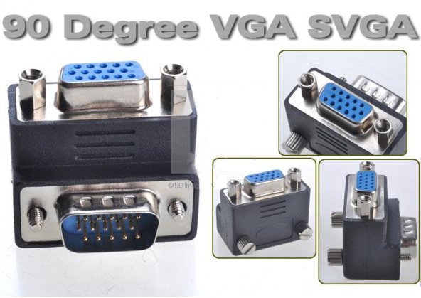 Vga Dirsek 90° Adaptörü Vga Erkek Dişi 15 Pin ürün görseli 1
