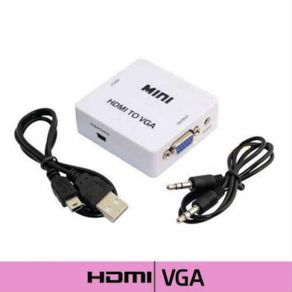 Turbosepet Hdmi To Vga Adaptör Full Hd 1080P Görüntü + Ses Aktarma 552903626 ürün görseli 1