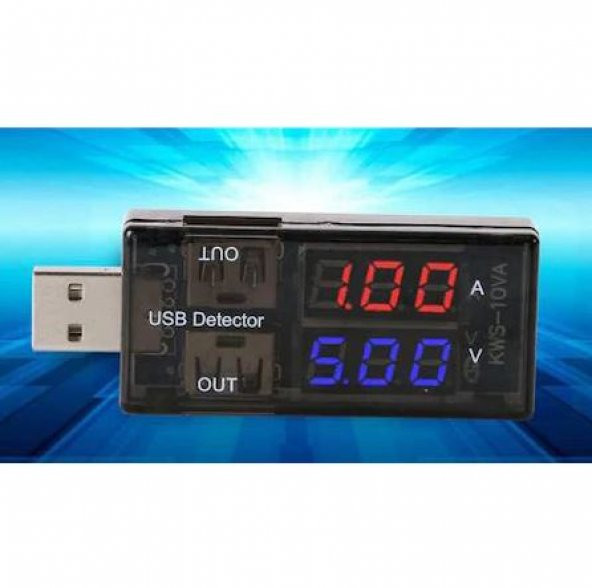 Usb Akım Ölçer Çift Usb Çıkışlı Voltmetre Ampermetre Ölçüm Aleti ürün görseli 1
