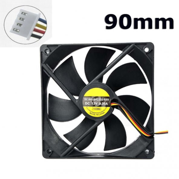 Kasa Fanı 90Mm 12V Dc Kasa Soğutucu Fan Sessiz 9 Cm 4 Pinli ürün görseli 1