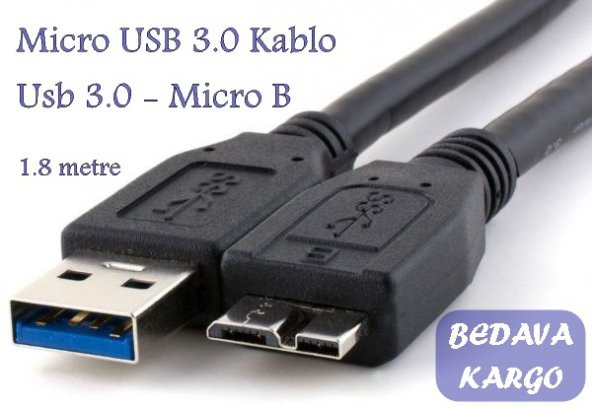 Micro Usb 3.0 Hdd Harddisk Yüksek Hız Şarj Data Kablosu 1.8 Metre ürün görseli 1