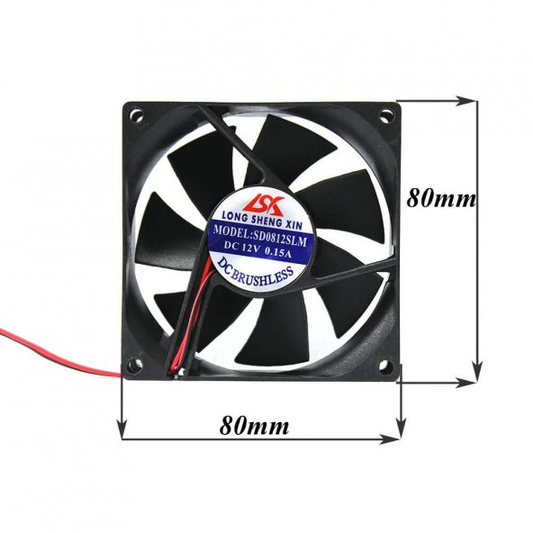 8Cm Kasa Fanı Siyah 80 x 80 x 25Mm Kasa Soğutucu Fan Sessiz ürün görseli 1
