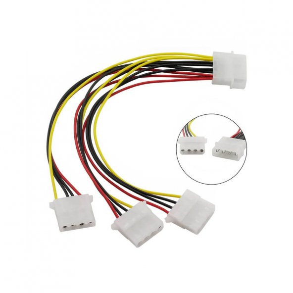 Power Çoklayıcı Kasa Içi 4 Pin Molex 1 Erkek 3 Dişi Kablo ürün görseli 1