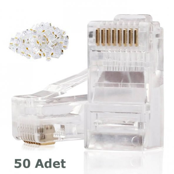 Rj45 Cat6 Altın Uçlu Jack Konnektör 50 Adet ürün görseli 1