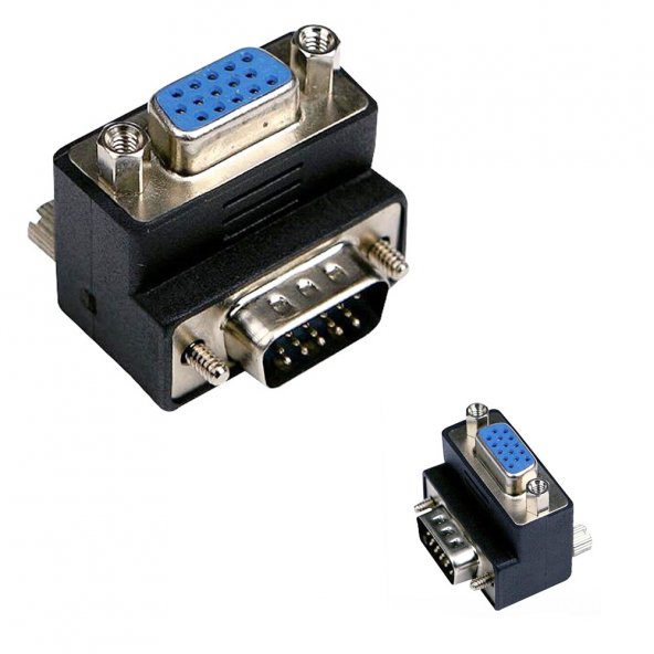 Vga Dirsek 90 Adaptörü Vga Erkek Dişi 15 Pin ürün görseli 1