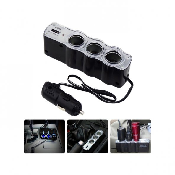 Araba Araç Oto Çakmak Çoklayıcı Çoğaltıcı Soketi Usb Çakmaklık ürün görseli 1
