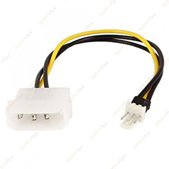 Molex 4 Pin To 3 Pin Erkek Fan Konnektör Soket Çevirici - 20Cm ürün görseli 1