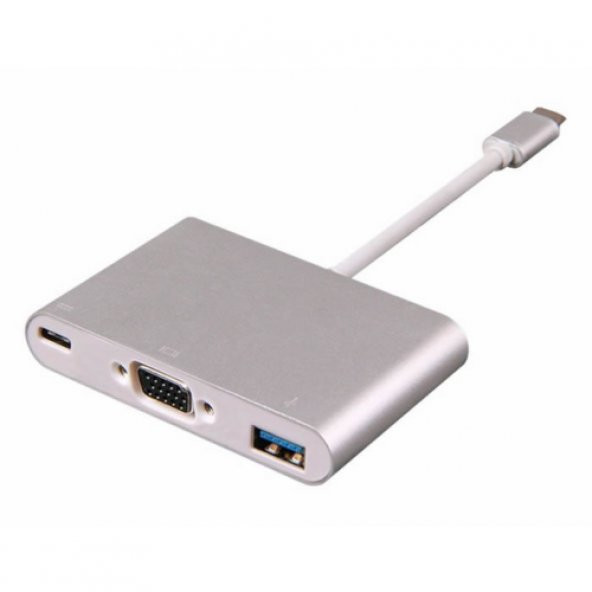 Type-C To 3 In 1 Vga Usb 3.0 Dönüştürücü Çevirici Adaptör Hub ürün görseli 1
