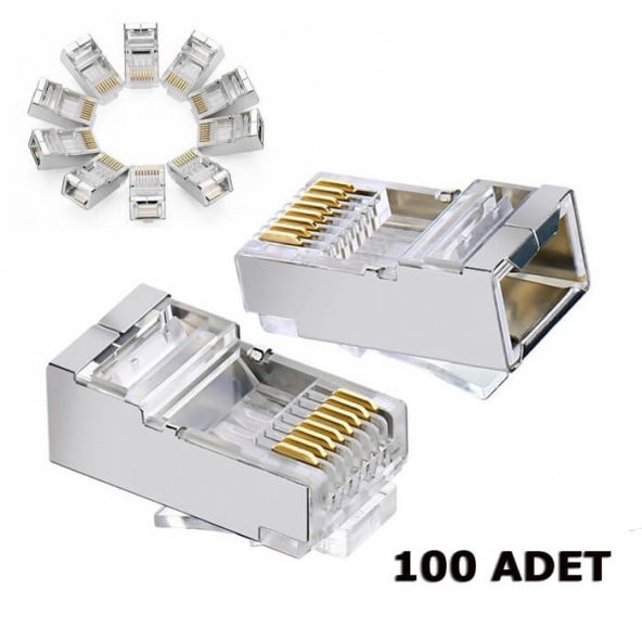 Cat6 Metal Rj45 Jack Konnektör Uç Lan Ethernet Jak 100 Adet ürün görseli 1