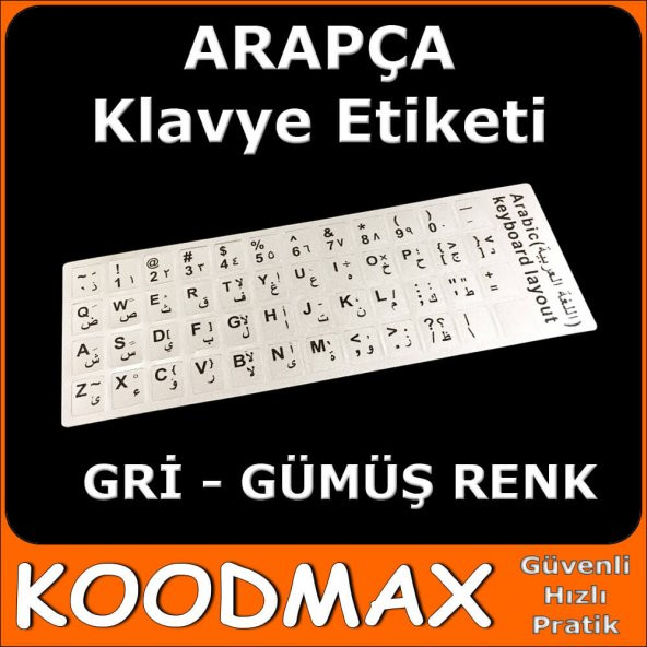 Arapça Klavye Etiketi - Gri - Gümüş Renk - Pc Ve Notebook Uyumlu ürün görseli 1