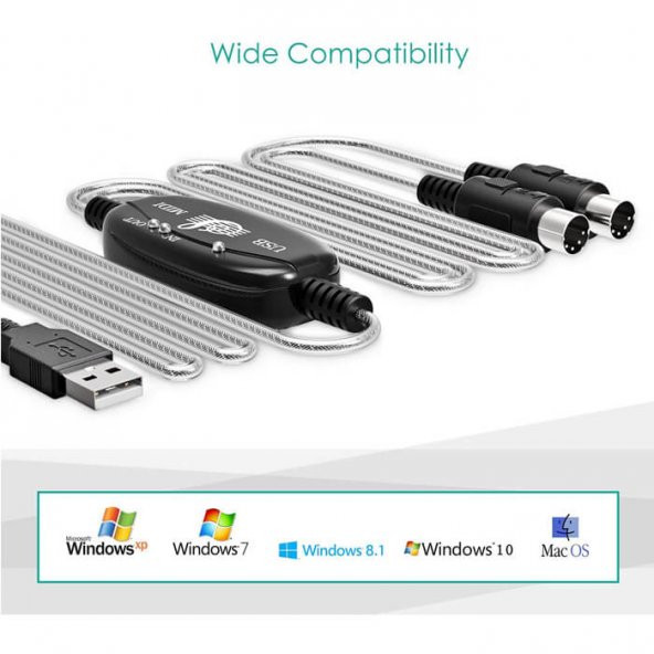 Usb Midi Kablo Org Adaptör Keyboard Adapter Piyano - 2 Metre - Resim 5