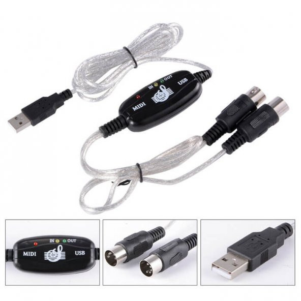 Usb Midi Kablo Org Adaptör Keyboard Adapter Piyano - 2 Metre - Resim 7