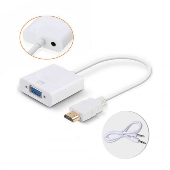 Hdmi To Vga Ses Çıkışlı Kablo Çevirici Dönüştürücü Adaptör 552688669 ürün görseli 1