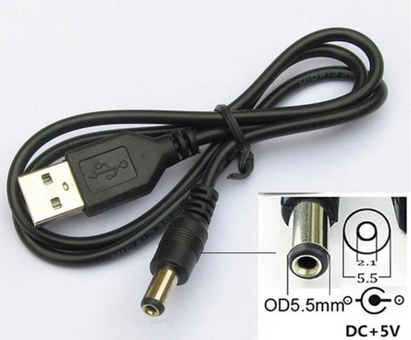 Usb Erkek To 5.5X2.1Mm Dc Çevirici Kablo - 60Cm ürün görseli 1