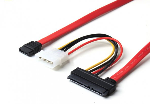 Sata To Sata Kablo 22 Pin To 7 Pin + 4 Pin Molex Power Kablo ürün görseli 1