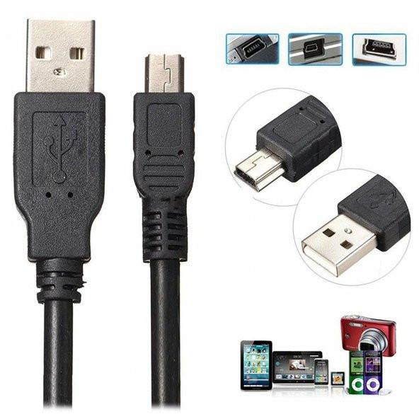 Wozlo 5 Pin Mini Usb Kablo Mp3 Fotoğraf Makinesi Kamera HDD Harddisk Navigasyon Kablosu 30 CM ürün görseli 1