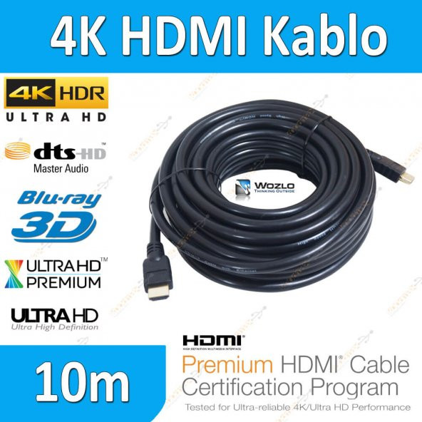 10M Metre 4K Hdmi Kablo 3D Ultra Hd Ethernet Altın Uç Kablo ürün görseli 1