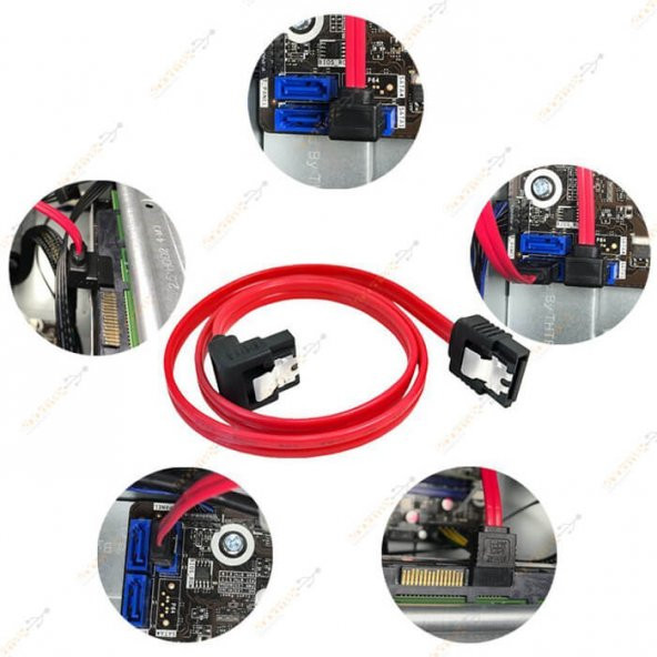 40 Cm Sata Data Kablo - 90 Derece - Metal Klip - Resim 3