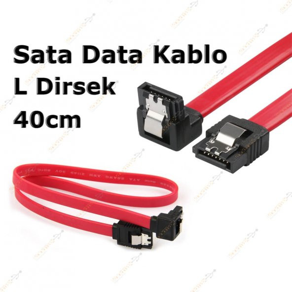 40 Cm Sata Data Kablo - 90 Derece - Metal Klip - Resim 5
