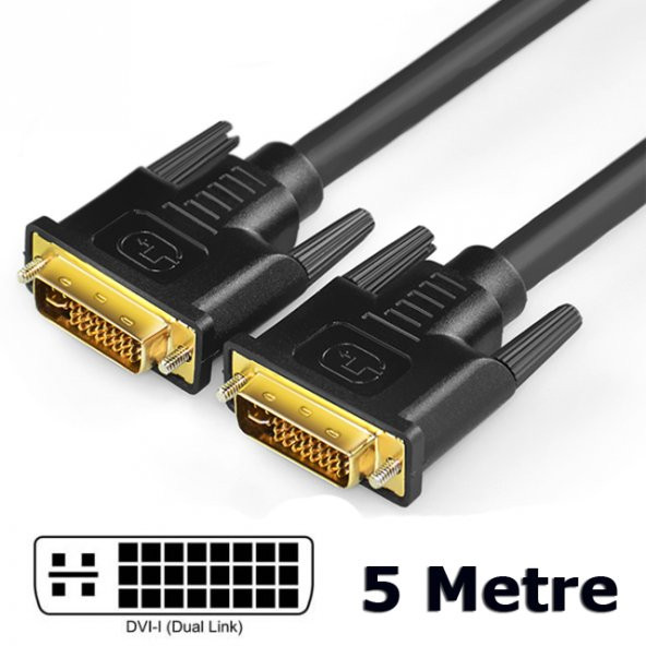 Dvi To Dvi Kablo Çift Filtreli Dvi-I Dual Link 24+5 Kablo 5 Metre ürün görseli 1