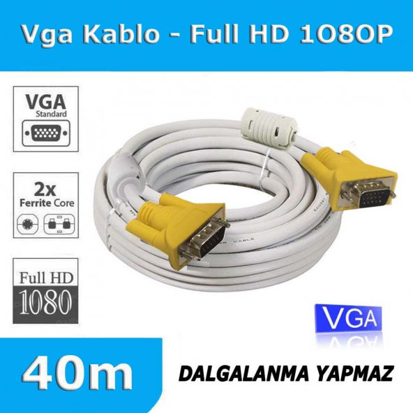 40Mvga Kablo Full Hd 1080P Bakır Görüntü Kablosu Çift Filtreli ürün görseli 1
