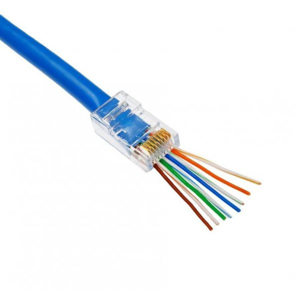 EZ RJ45 Cat5/Cat6 Yeni Nesil Konnektör - Delikli Konnektör - 10 Adet ürün görseli 1