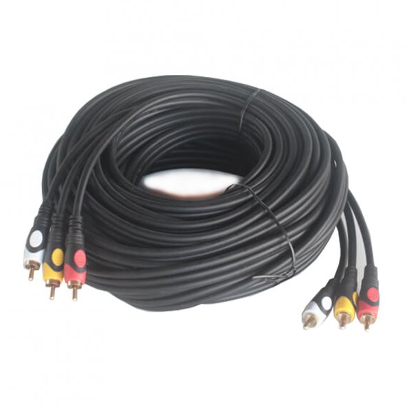 10M 3 Rca To 3Rca Ses Video Sinyal Kablosu - Özel Bakır Seri ürün görseli 1