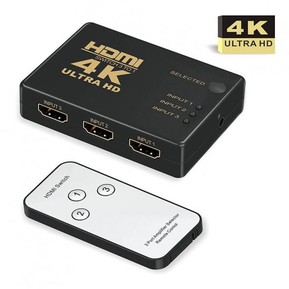 3 Port Hdmi Switch - 4K - Kumandalı - Ultra Hd - Versiyon:2020 ürün görseli 1