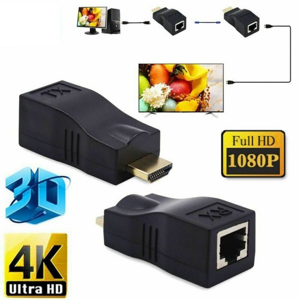 30 Metre Hdmi Extender Uzatma - Cat5 Cat6 Üzerinden Uzatma - 4K ürün görseli 1