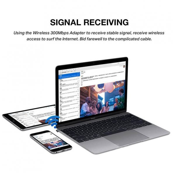 300Mbps Wireless USB Wi-Fi Adaptör Dongle Network Lan Aparatı - Resim 5