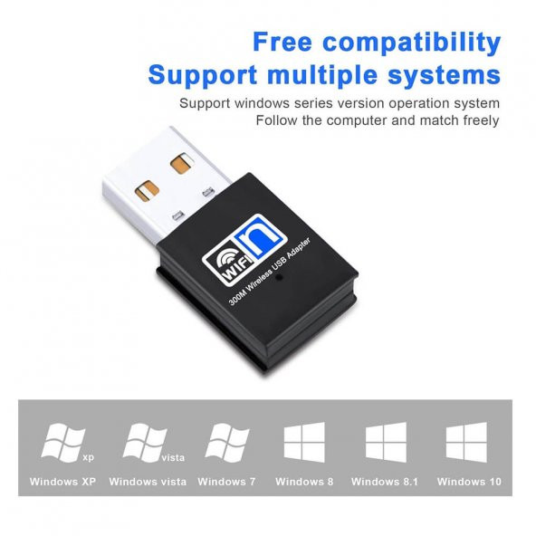 300Mbps Wireless USB Wi-Fi Adaptör Dongle Network Lan Aparatı - Resim 8