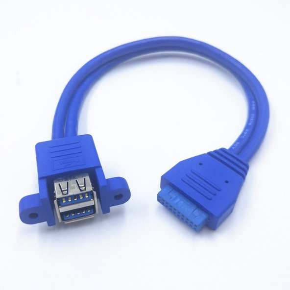 2 Port Usb 3.0 Dişi To 20 Pin Dişi Anakart Vidalı Panel Tip Kablo ürün görseli 1