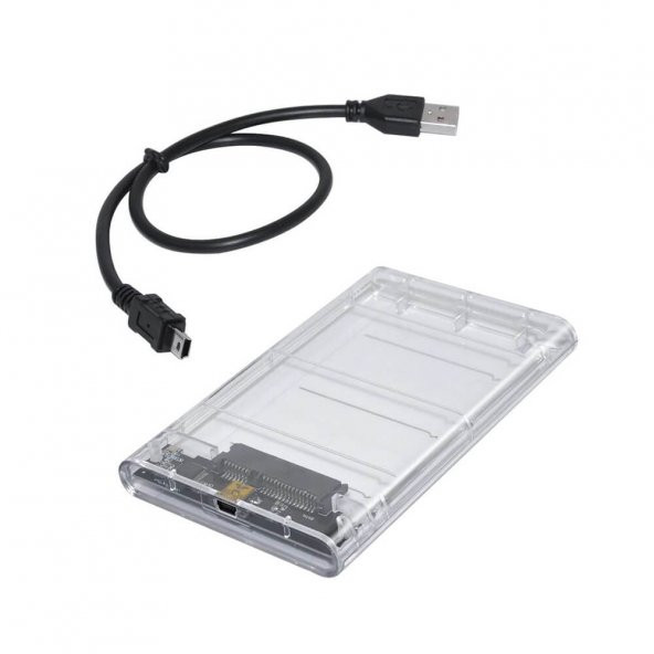 Wozlo 2.5 İnç Sata Usb 2.0 Harddisk Kutusu - Şeffaf - Mini Usb ürün görseli 1