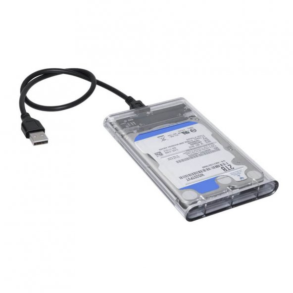 Wozlo 2.5 İnç Sata Usb 2.0 Harddisk Kutusu - Şeffaf - Mini Usb - Resim 6