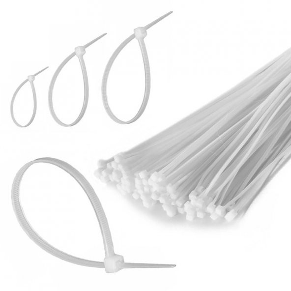 370 3.6Mm - Beyaz- 40Cm Kablo Bağı - 100 Adet ürün görseli 1