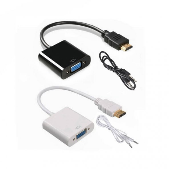 Hdmı To Vga Kablo Çevirici Dönüştürücü + Ses - Hdmi To Vga Kablo (551664582) ürün görseli 1