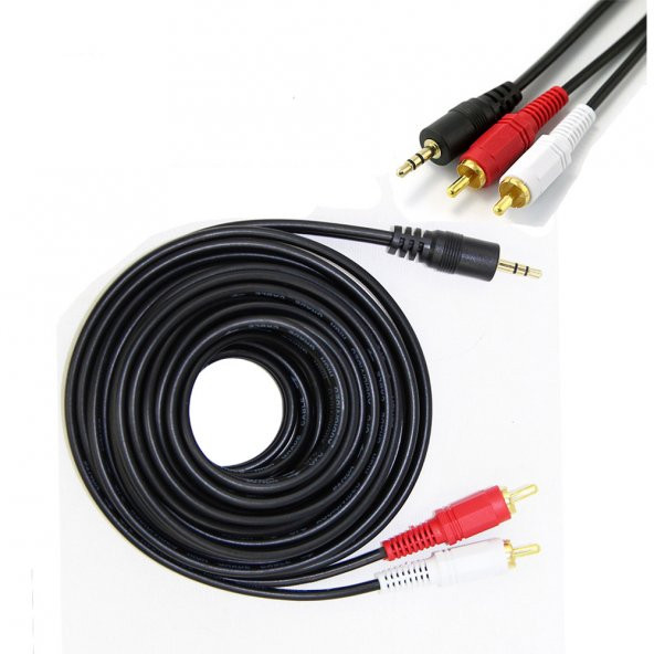 Ses Kablosu - 2 Rca To Aux 3.5Mm Stereo Kablo - 5 Metre ürün görseli 1