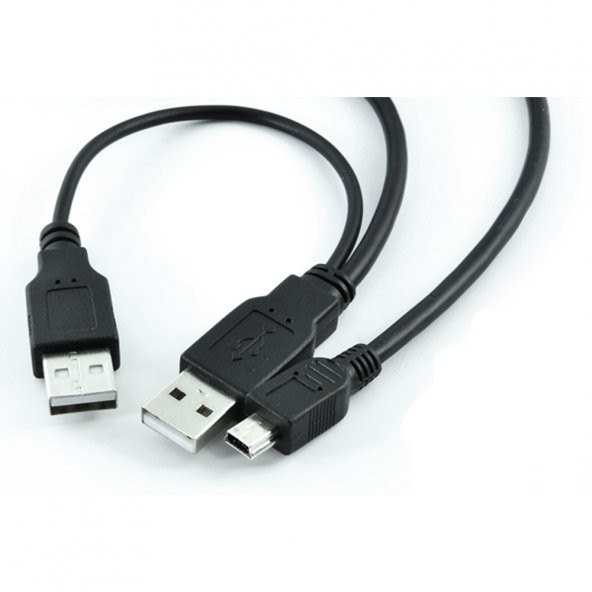 Harici Diskler Için 2 Usb 5 Pin Mini Usb Y Kablo Harddisk Kablosu ürün görseli 1