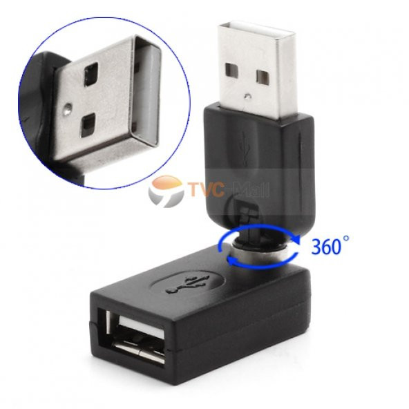 Usb Uzatma Aparatı 360 Derece Dönen Dişi Erkek Usb 2.0 Çevirici ürün görseli 1