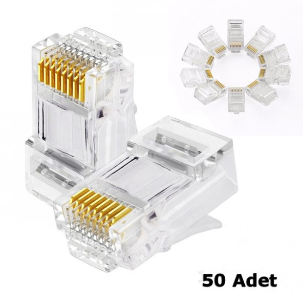 Rj45 Konnektör 50 Adet Network Cat5 Cat6 Jak Jack Ethernet Uç ürün görseli 1