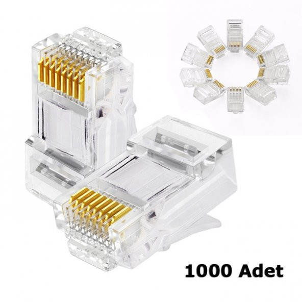 Rj45 Konnektör 1000 Adet Network Cat5 Cat6 Jak Jack Ethernet Uç ürün görseli 1