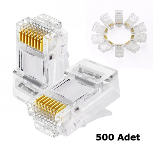 Rj45 Konnektör 500 Adet Network Cat5 Cat6 Jak Jack Ethernet Uç ürün görseli 1