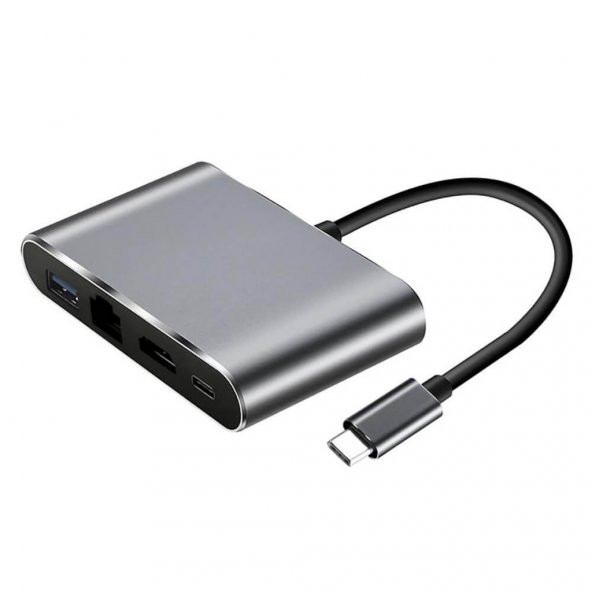 Type C To 4K Hdmi, Usb 3.0, Rj45 Gigabit Ethernet Çevirici Kablo (551664304) ürün görseli 1