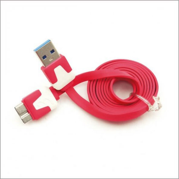 Wozlo Micro USB 3.0 Yassı Harddisk Data Kablosu Kırmızı 1 M ürün görseli 1