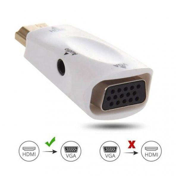 Turbosepet Hdmi To Vga Ses Görüntü Çevirici Ps3 Xbox Pc Laptop Uydu Receiver ürün görseli 1