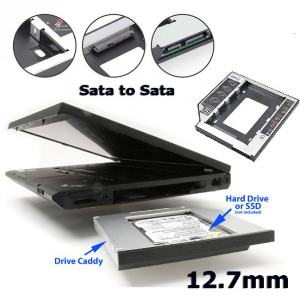 Laptop için İkinci Hdd - Ssd Kızak - Hdd Caddy - 12.7Mm ürün görseli 1