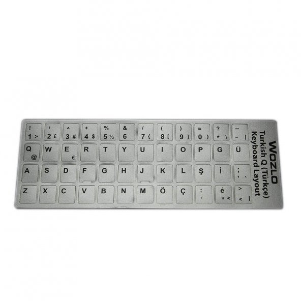 Laptoplar Için Türkçe (Q) Klavye Sticker Gri - Resim 3