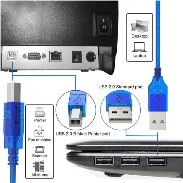 3 Metre Usb Yazici Printer Kablosu Kaliteli - Resim 5