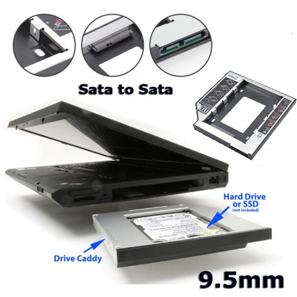 Notebook 2. Harddisk için Yuva Kutu 9.5Mm Slim Laptop İkinci Hdd ürün görseli 1